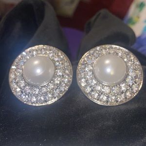SP Sophia CLIP Pearl & Bling Earrings NEW